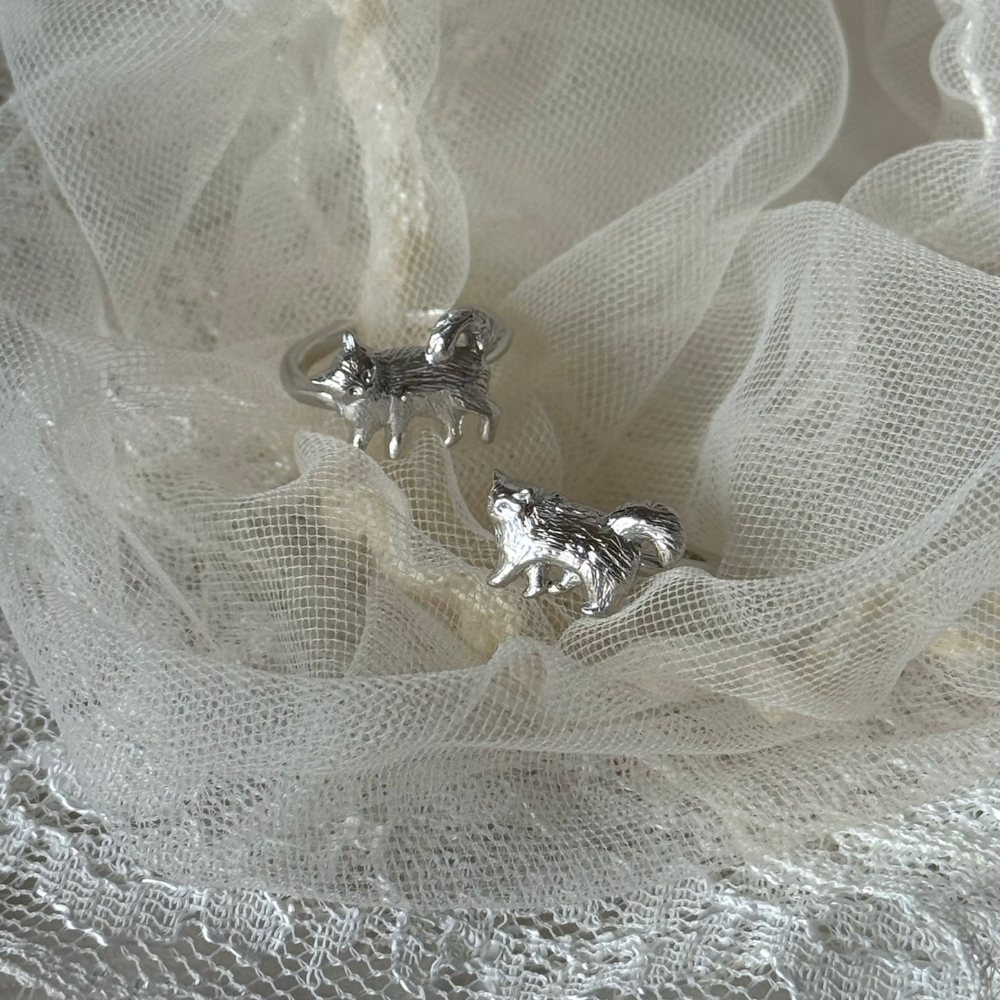 [ silver ] 猫 (寝) pinky ring