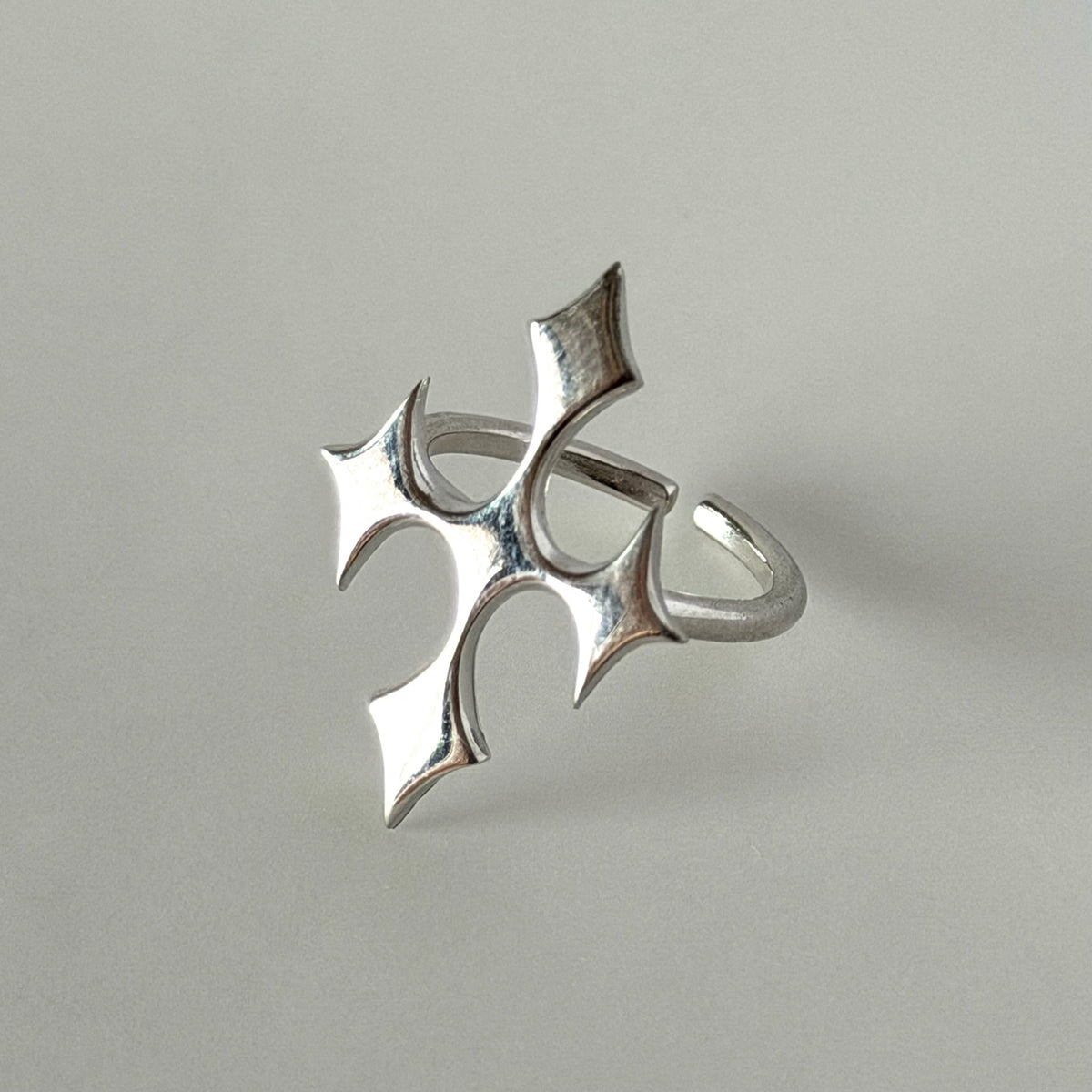 [ silver ] diamond cross ring