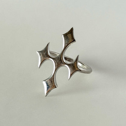 [ silver ] diamond cross ring