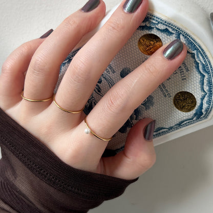 [ gold ] mini pearl ring [ free size ]