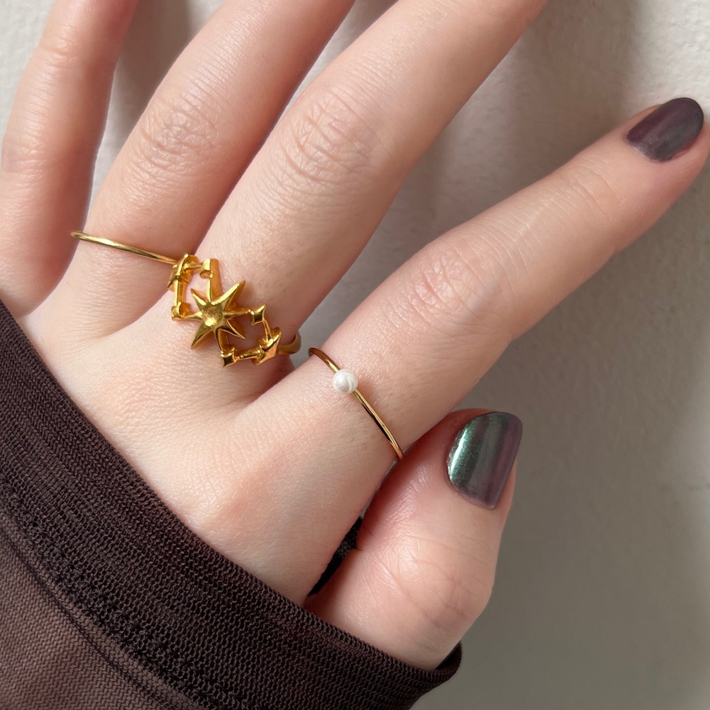 [ gold ] mini pearl ring [ free size ]