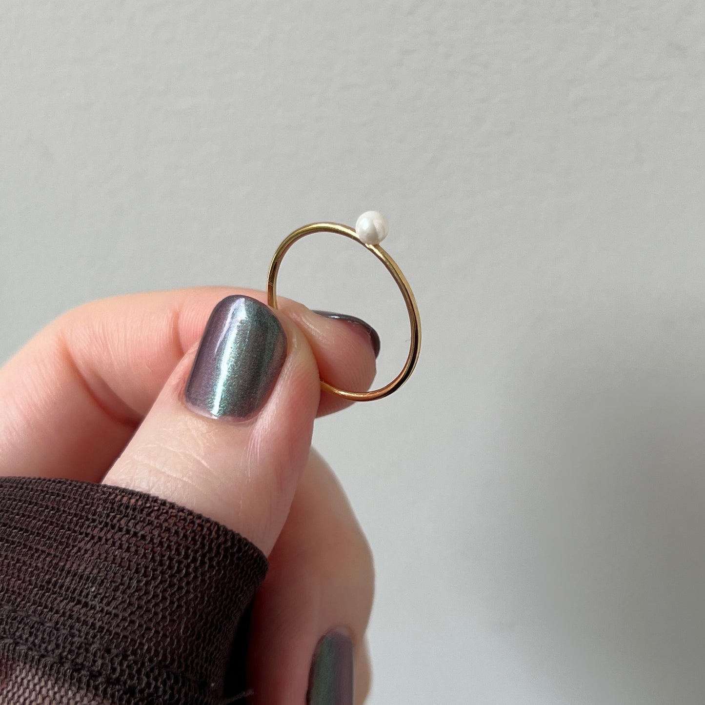 [ gold ] mini pearl ring [ free size ]