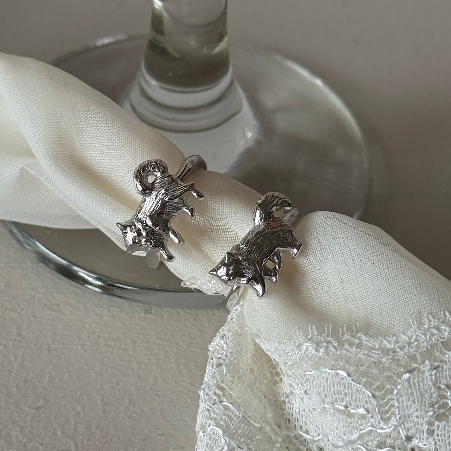 [ silver ] 猫 (寝) pinky ring