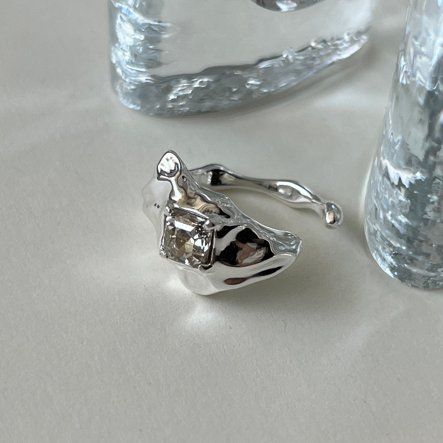 [ crystal shade ]  melt ring  silver