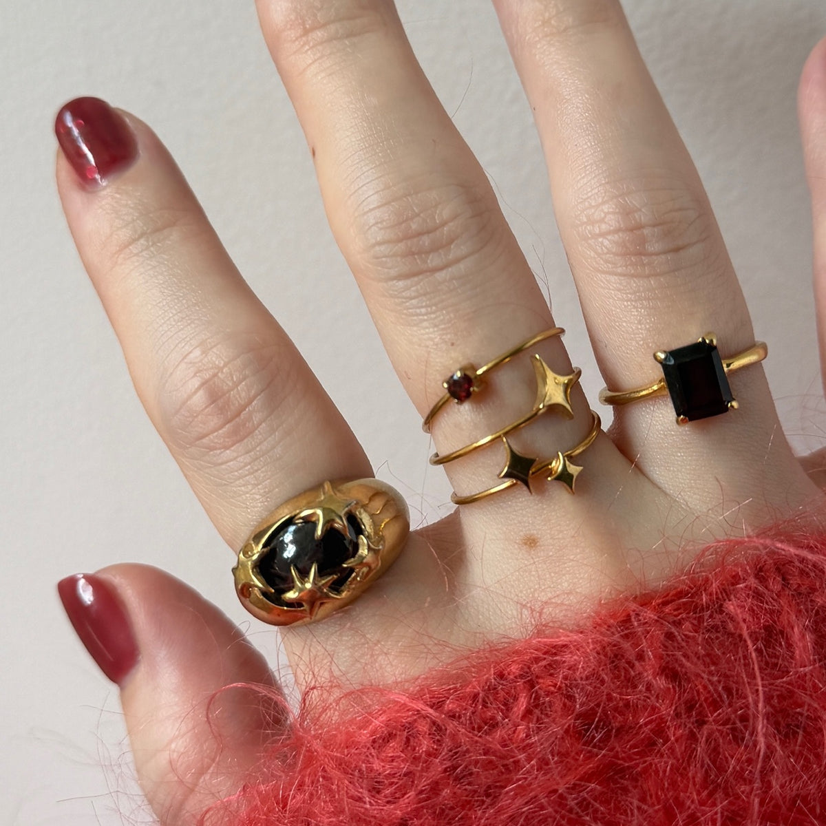 [ red garnet ] twinkle ring gold