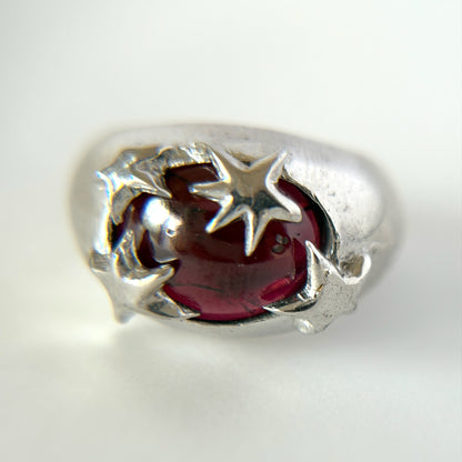 [ red garnet ] twinkle ring silver