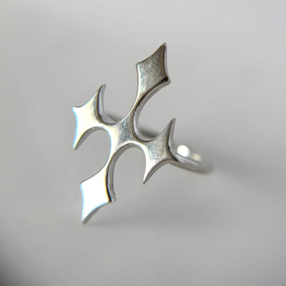 [ silver ] diamond cross ring