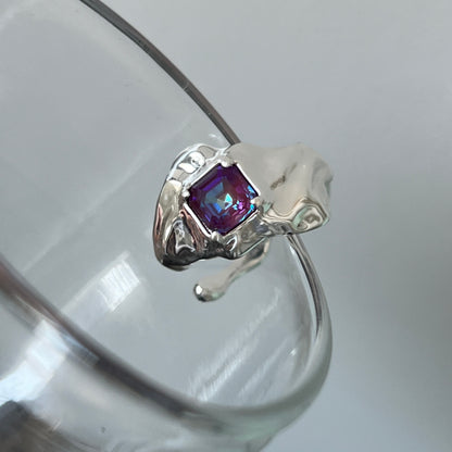 [ burgundy ]  melt ring  silver