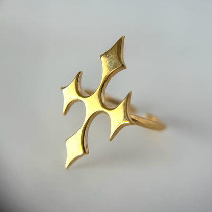 [ gold ] diamond cross ring