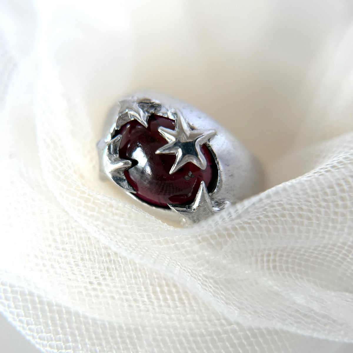 [ red garnet ] twinkle ring silver