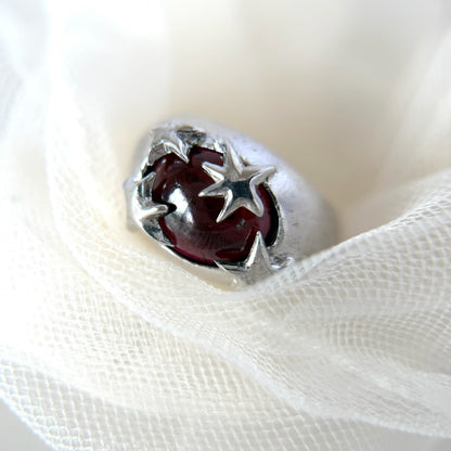 [ red garnet ] twinkle ring silver
