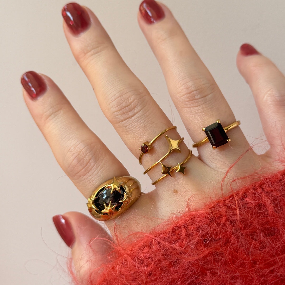 [ red garnet ] twinkle ring gold