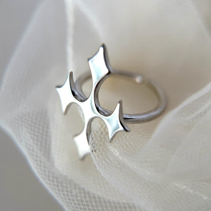 [ silver ] diamond cross ring