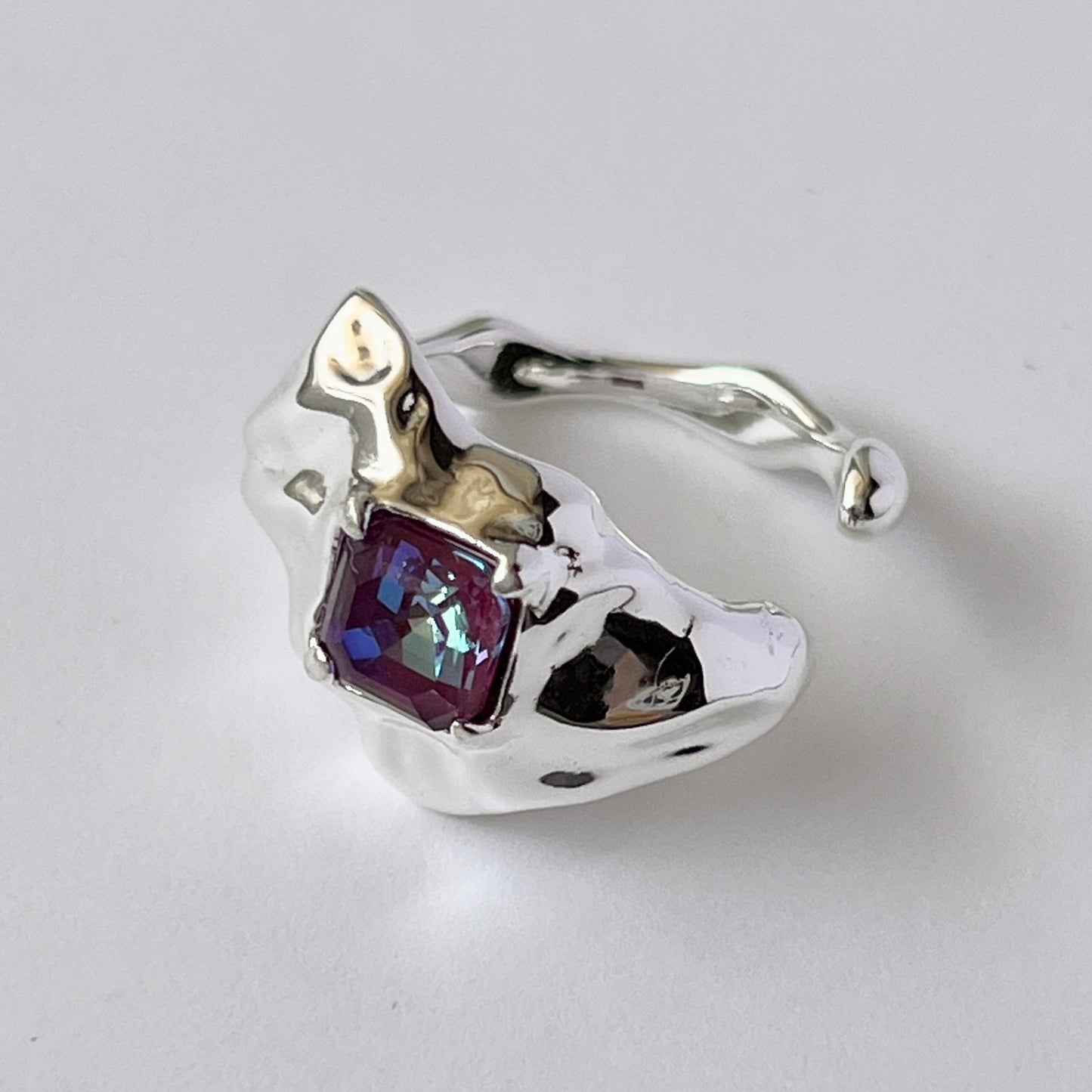 [ burgundy ]  melt ring  silver