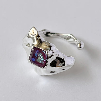 [ burgundy ]  melt ring  silver