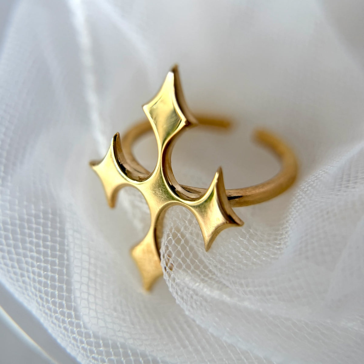 [ gold ] diamond cross ring