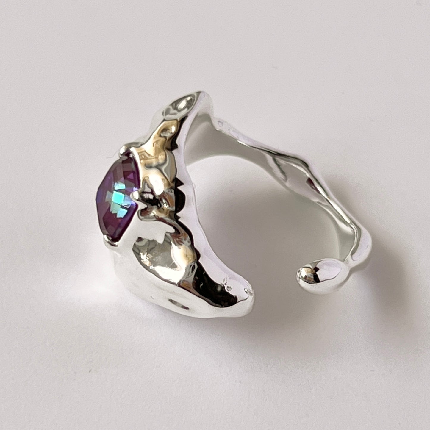 [ burgundy ]  melt ring  silver