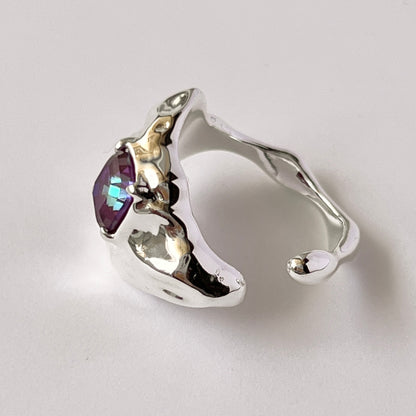 [ burgundy ]  melt ring  silver