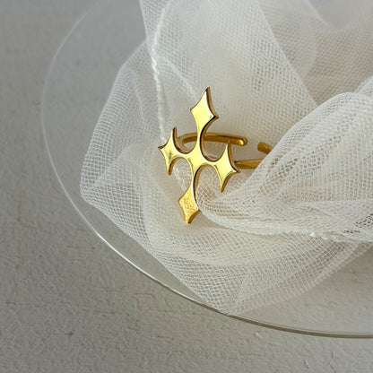 [ gold ] diamond cross ring