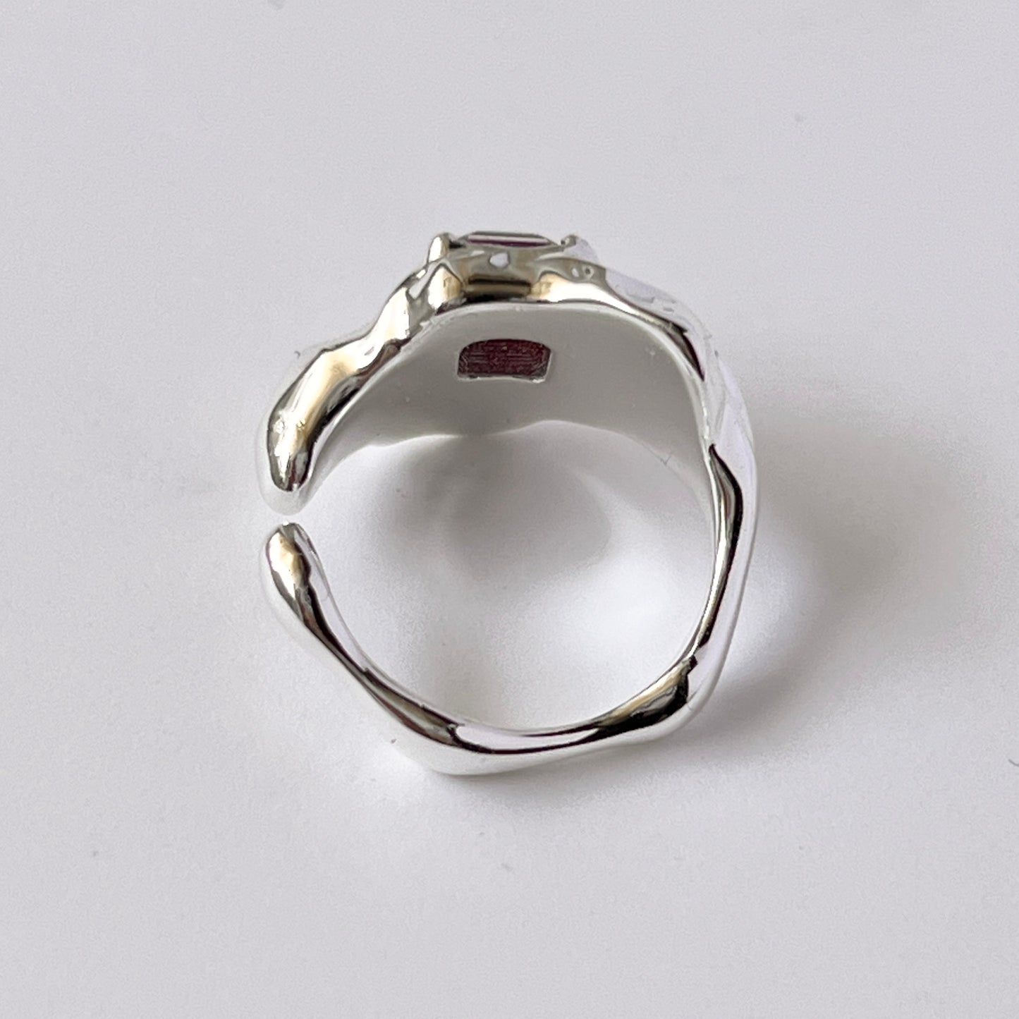 [ burgundy ]  melt ring  silver