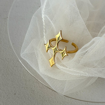 [ gold ] diamond cross ring