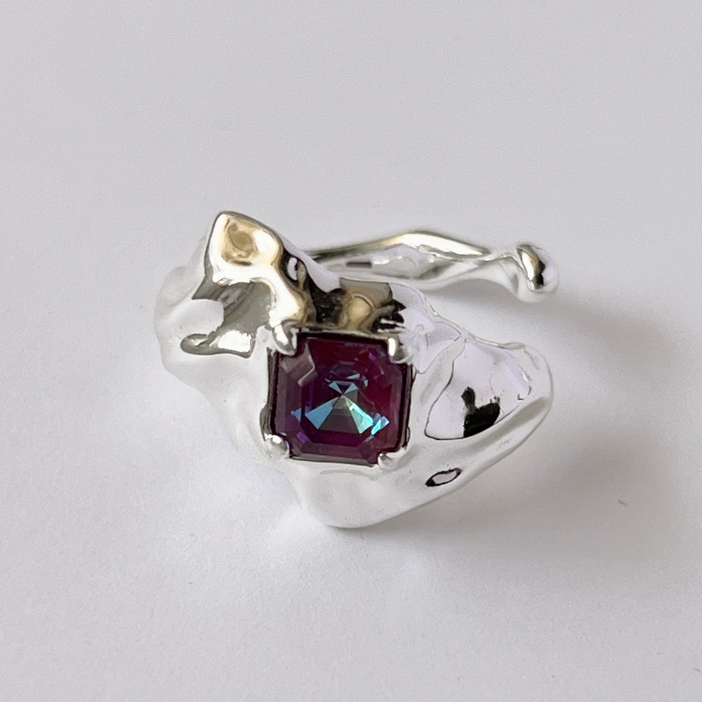[ burgundy ]  melt ring  silver