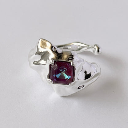 [ burgundy ]  melt ring  silver