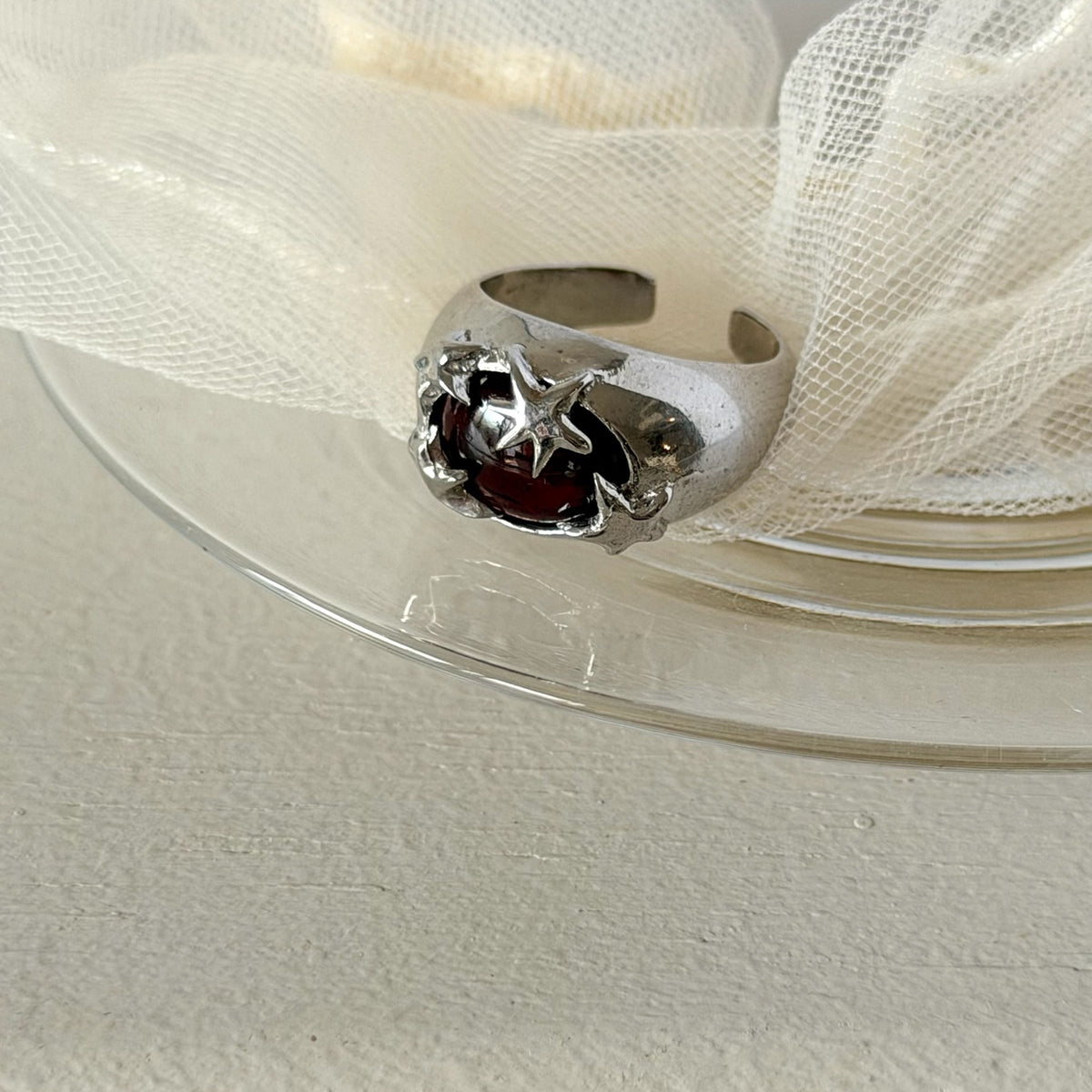 [ red garnet ] twinkle ring silver