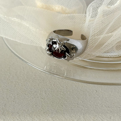 [ red garnet ] twinkle ring silver