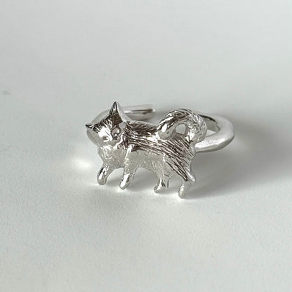 [ silver ] 猫 (寝) pinky ring