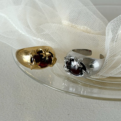 [ red garnet ] twinkle ring silver