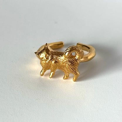 [ gold ] 猫 (寝) pinky ring