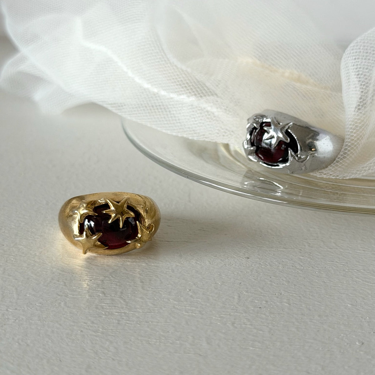 [ red garnet ] twinkle ring silver