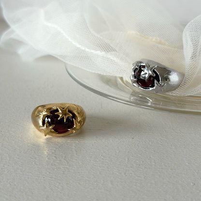 [ red garnet ] twinkle ring silver
