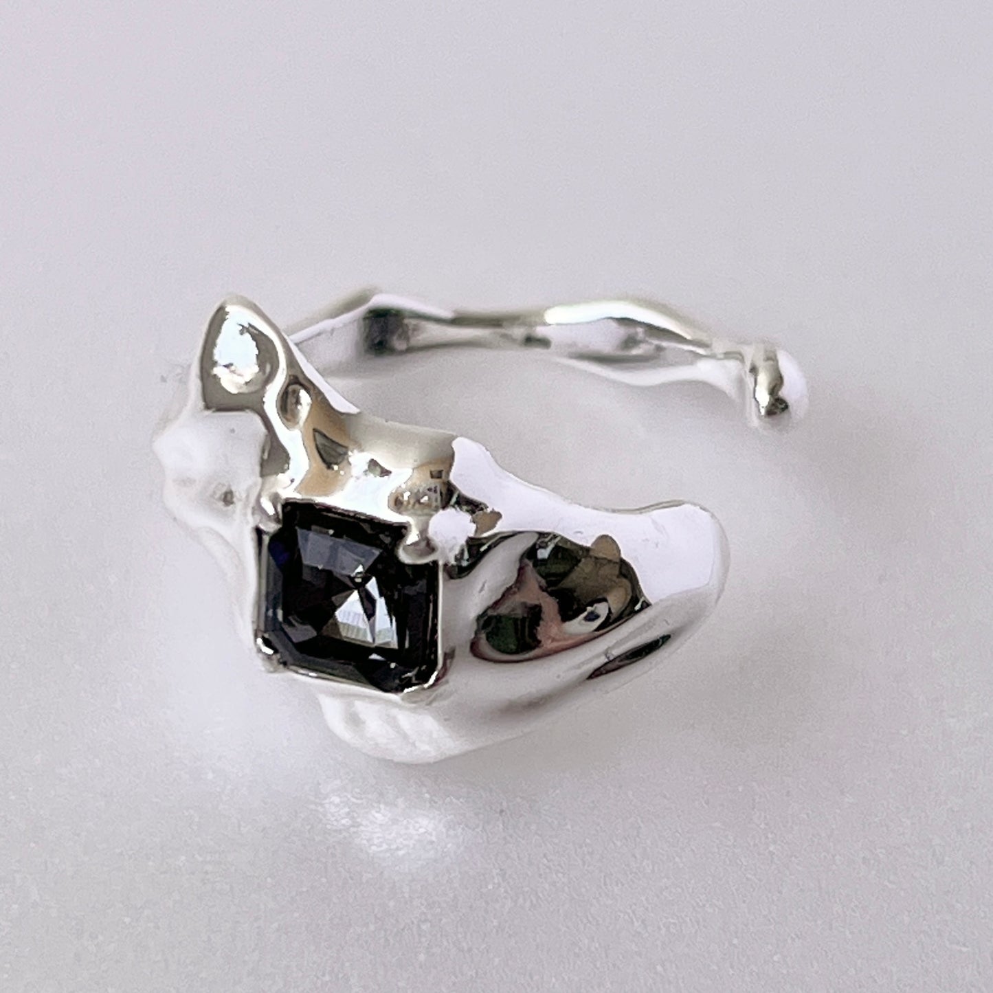 [ crystal night ]  melt ring  silver  [ free size ]