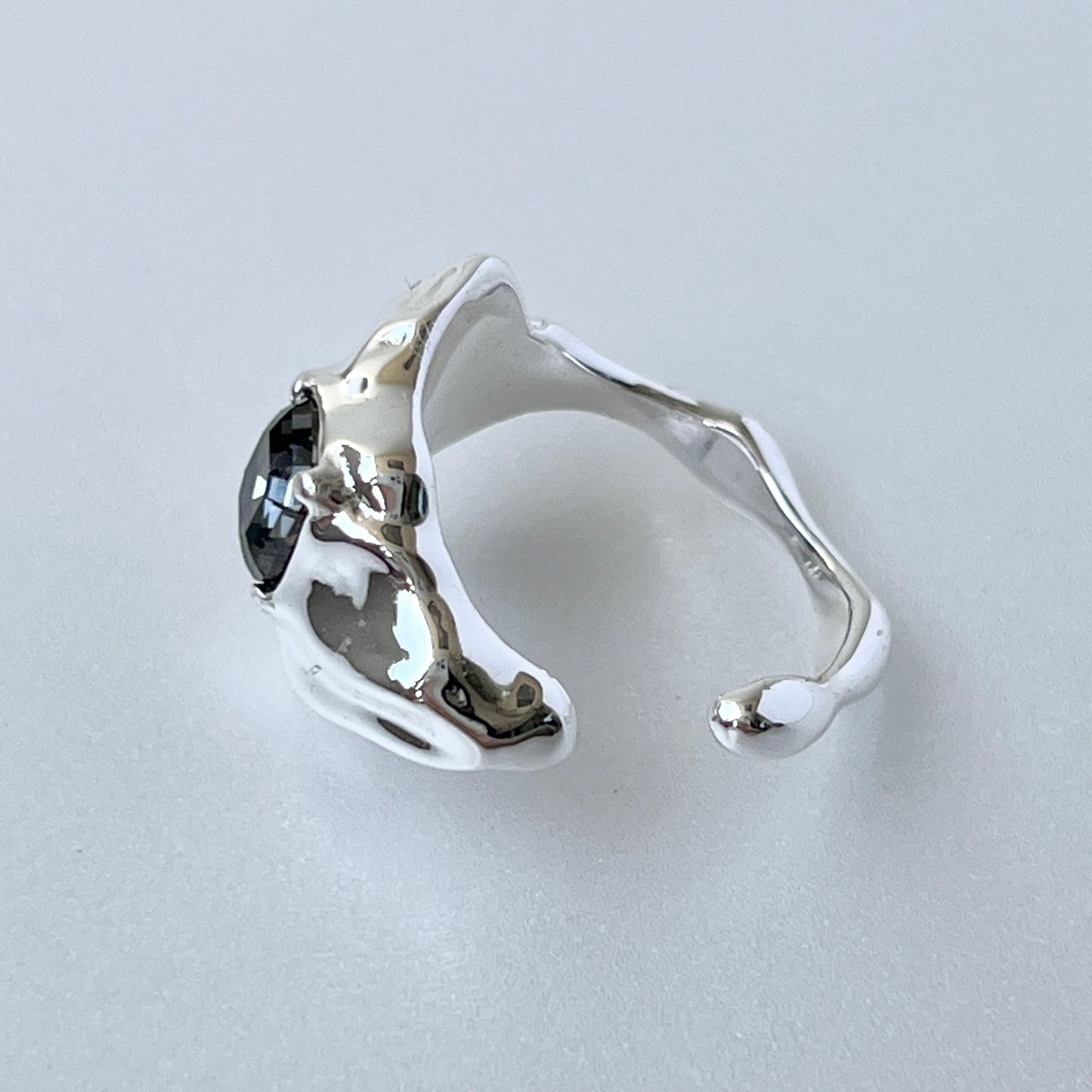 [ crystal night ]  melt ring  silver  [ free size ]
