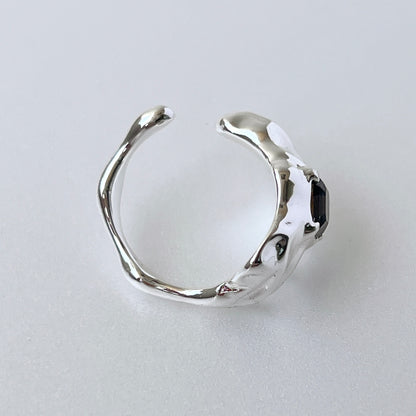 [ crystal night ]  melt ring  silver  [ free size ]