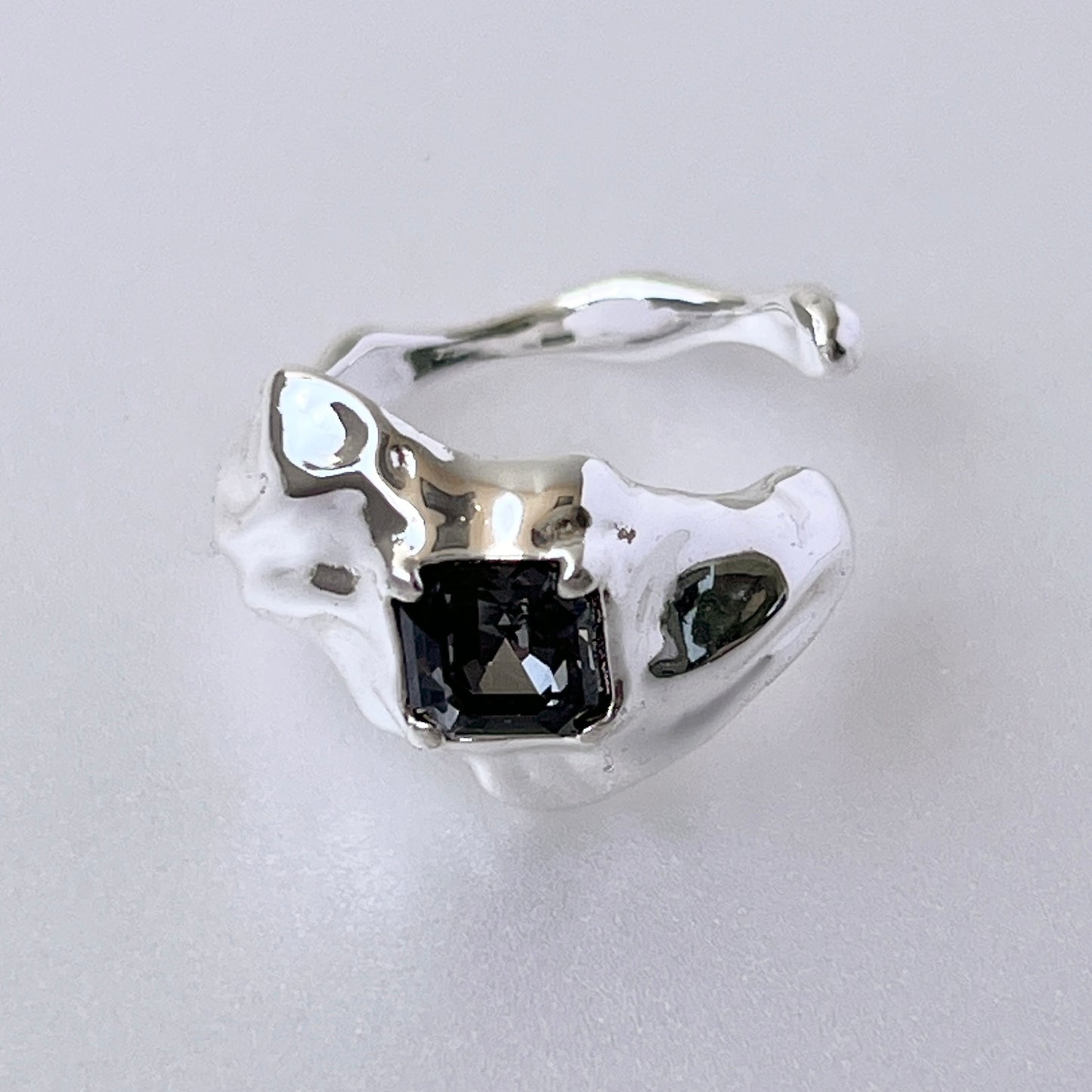 [ crystal night ]  melt ring  silver  [ free size ]