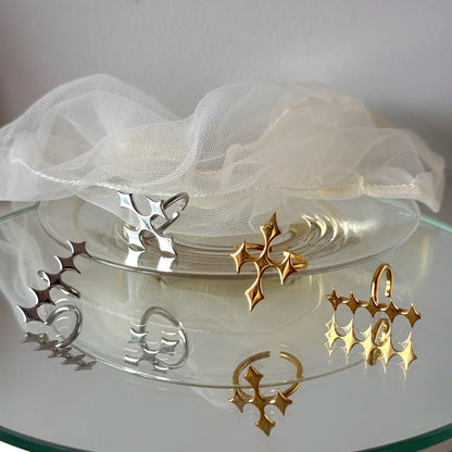 [ silver ] diamond cross ring