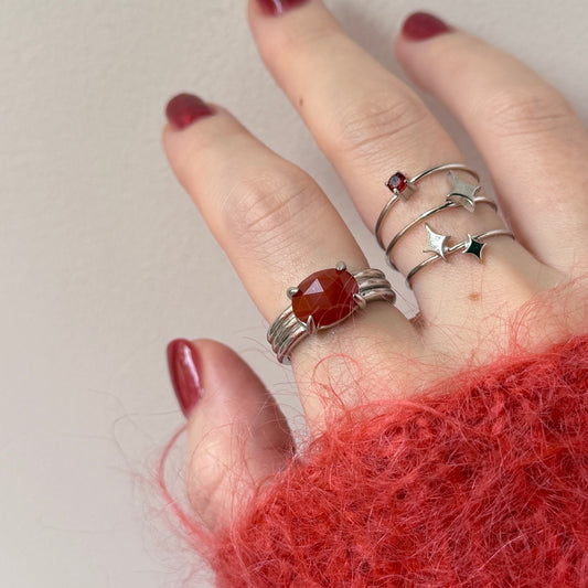 [ red agate ] trois silver