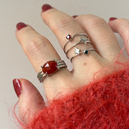 [ red agate ] trois silver