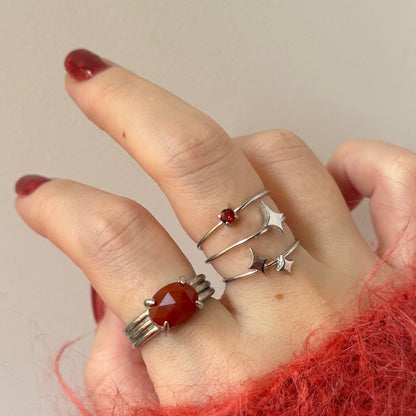 [ red agate ] trois silver
