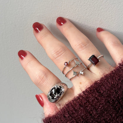 [ red garnet ] twinkle ring silver