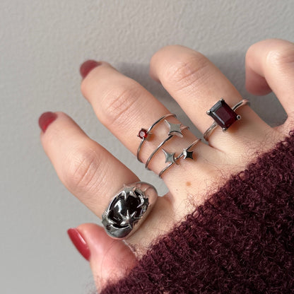 [ red garnet ] twinkle ring silver