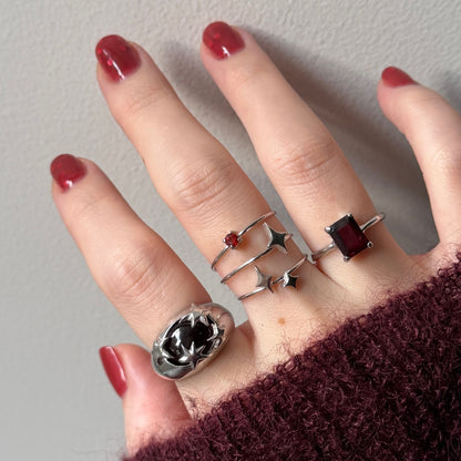 [ red garnet ] twinkle ring silver