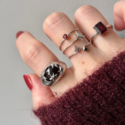 [ red garnet ] twinkle ring silver