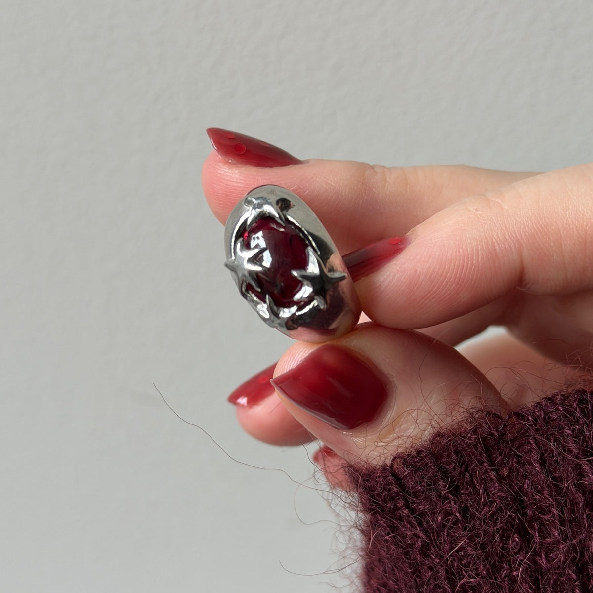 [ red garnet ] twinkle ring silver