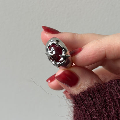 [ red garnet ] twinkle ring silver