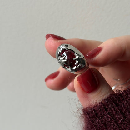 [ red garnet ] twinkle ring silver