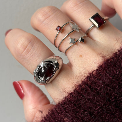 [ red garnet ] twinkle ring silver